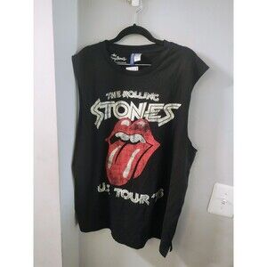 Rolling Stones Mens Black Muscle Tank US Tour '78 Graphic Pullover Sleeveless S
